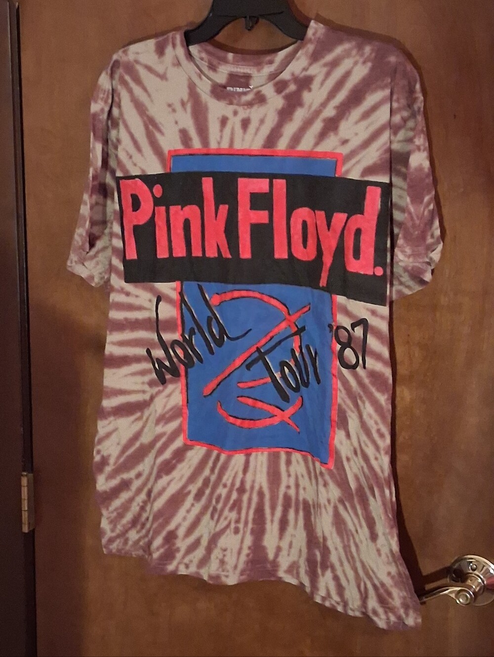 Pink Floyd World Tour 87 T Shirt Mens XL Brown Tie Dye Graphic Band Tee 2021